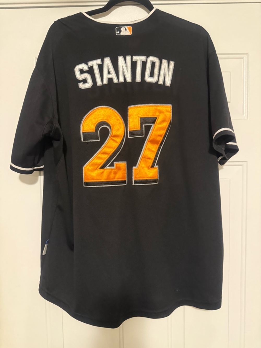 Giancarlo Stanton MLB Majestic Miami Marlins Men's Road Black Jersey